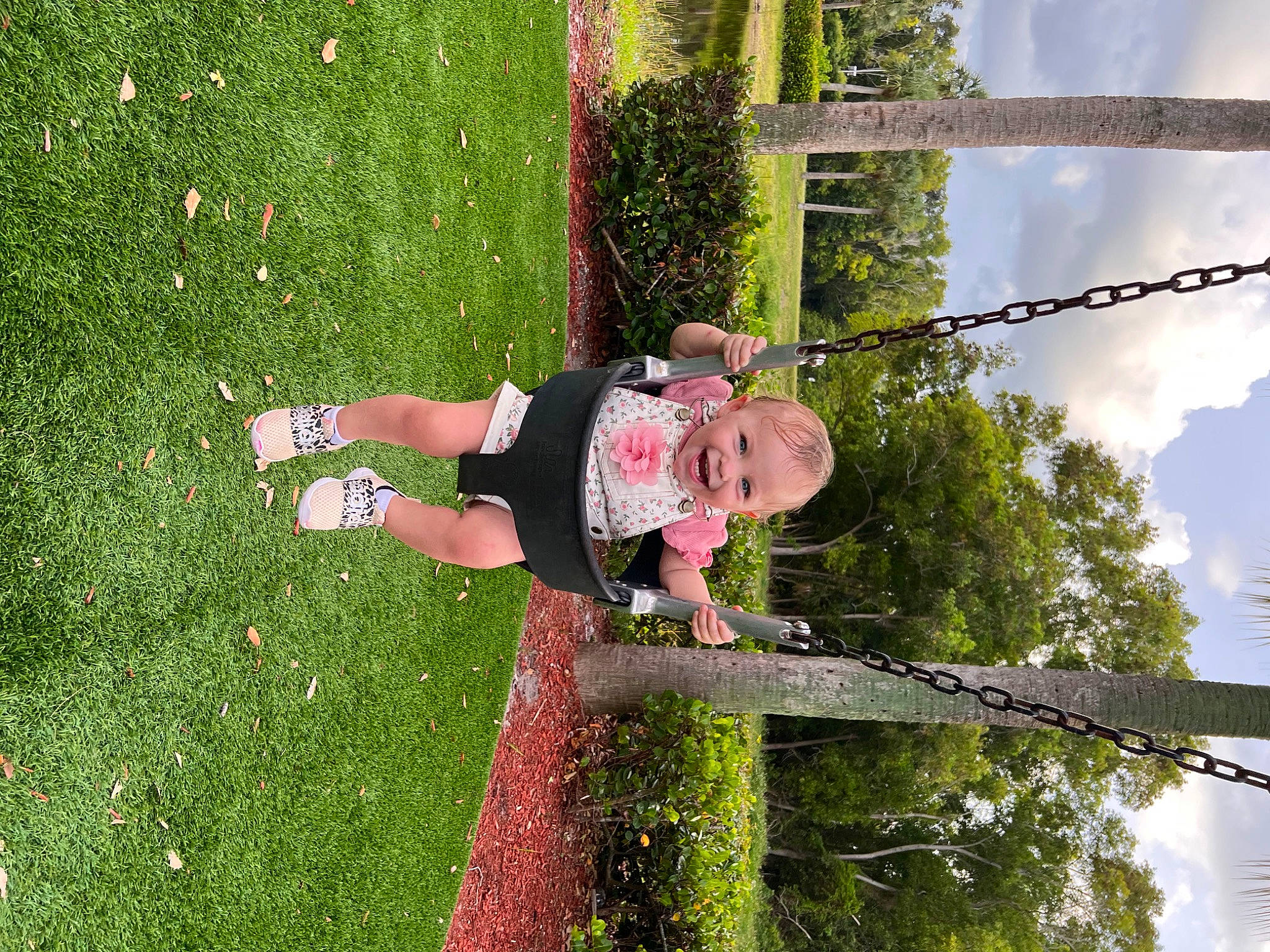 Novalee is registered to the contest to win money with this photo: cloud, fun, grass, green, happy, joy, leisure, line, people_in_nature, person, plant, pole, recreation, shrub, sky, spring, toddler, tree, woody_plant