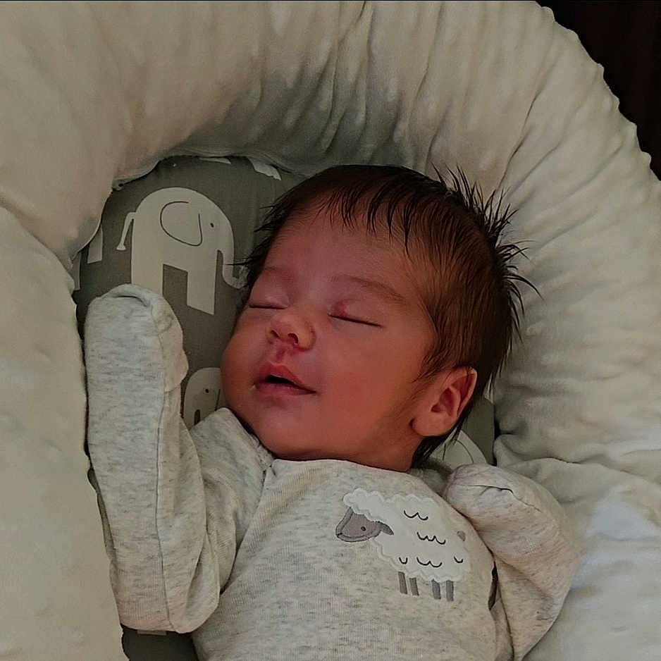 Ramone joined the competition — help win amazing prizes! adorable, baby, child, cozy, cushion, cute, elephant_print, face, head, indoors, infant, newborn, pajamas, peaceful, portrait, resting, sheep, sleeping, small, soft