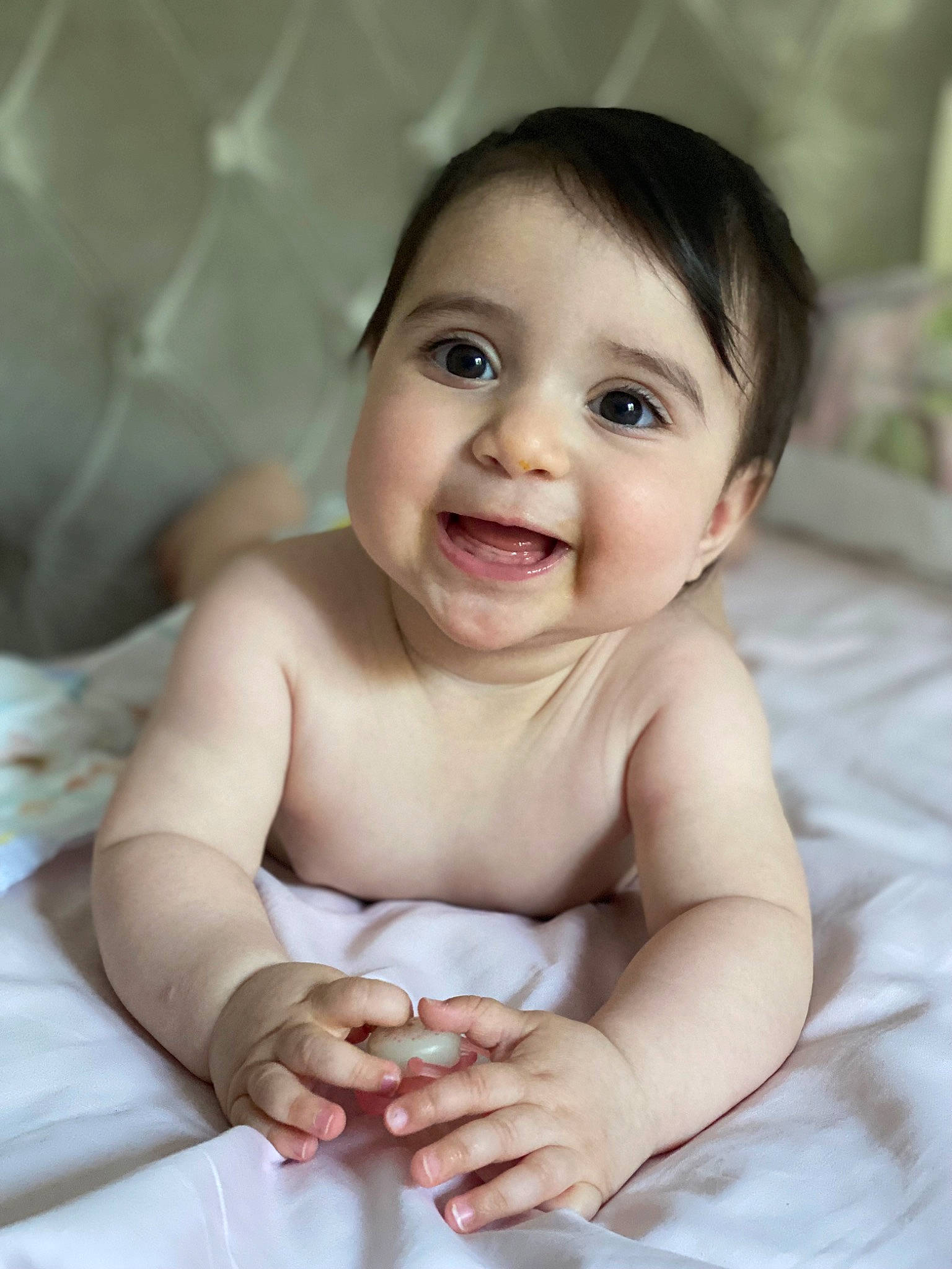 Liana joined the competition — help win amazing prizes! baby, baby_toddler_clothing, cheek, chest, chin, eye, eyebrow, flash_photography, gesture, happy, head, iris, joy, lip, mouth, neck, nose, person, skin, smile