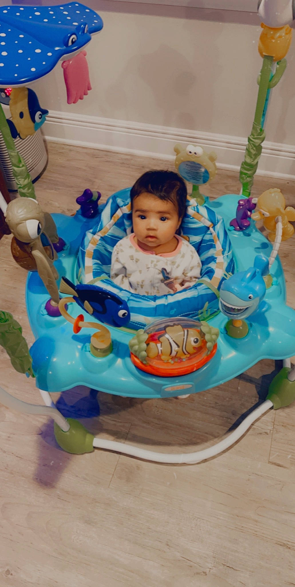 Aleigha is registered to the contest to win money with this photo: baby, baby_mobile, baby_products, baby_toddler_clothing, baby_toys, chair, child, comfort, fun, leisure, person, plastic, play, product, purple, recreation, room, sitting, toddler, toy