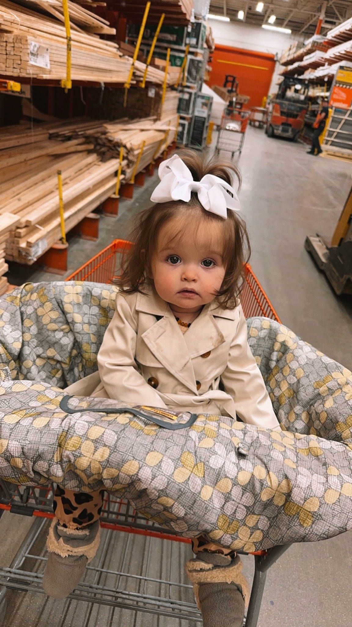 Harper is registered to the contest to win money with this photo: child, city, eye, flooring, fun, fur, hoodie, leisure, mammal, metal, pattern, person, room, sandal, sitting, toddler, vacation, vertebrate, winter, wood