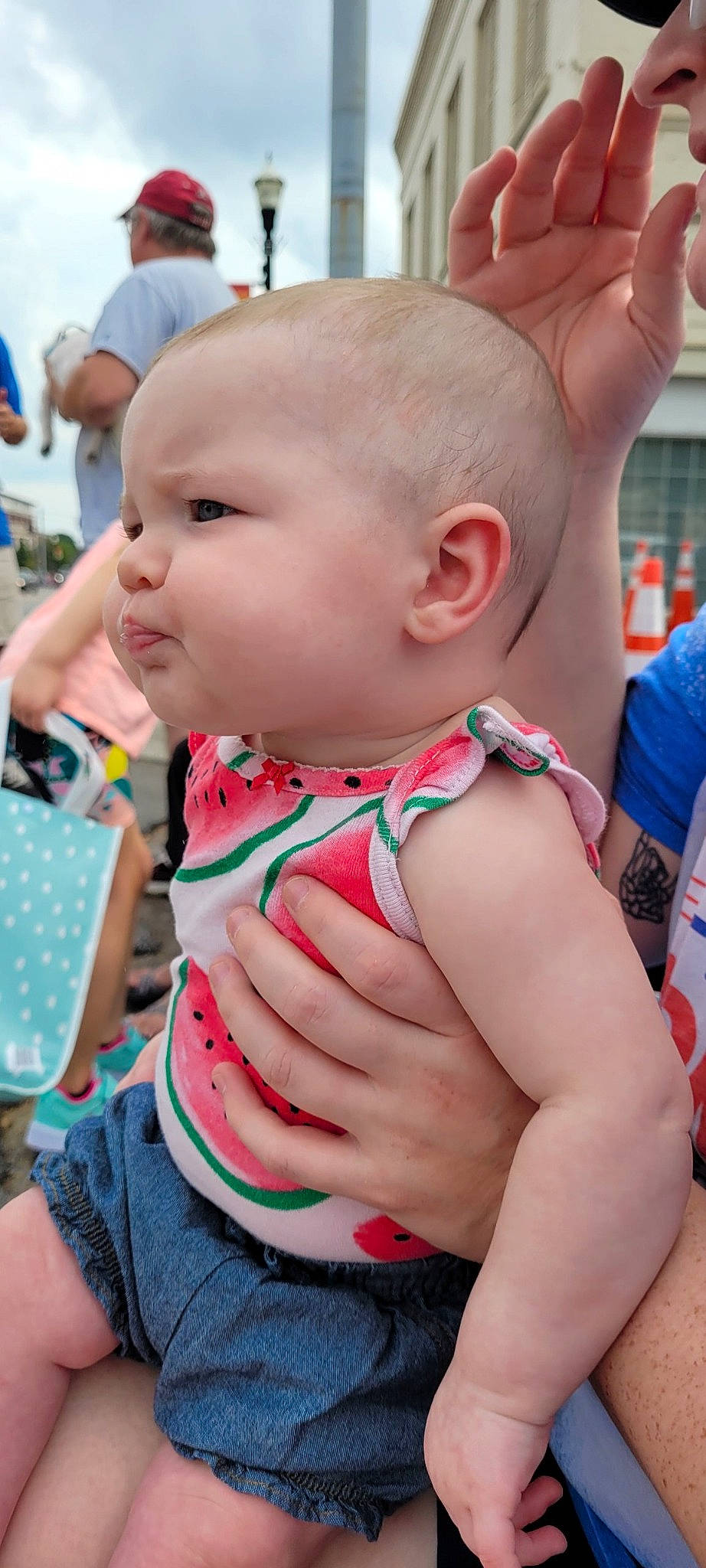 Nora joined the competition — help win amazing prizes! baby, baby_toddler_clothing, blue, cheek, child, event, fun, grass, green, happy, leisure, pattern, person, pink, recreation, red, sitting, skin, summer, toddler