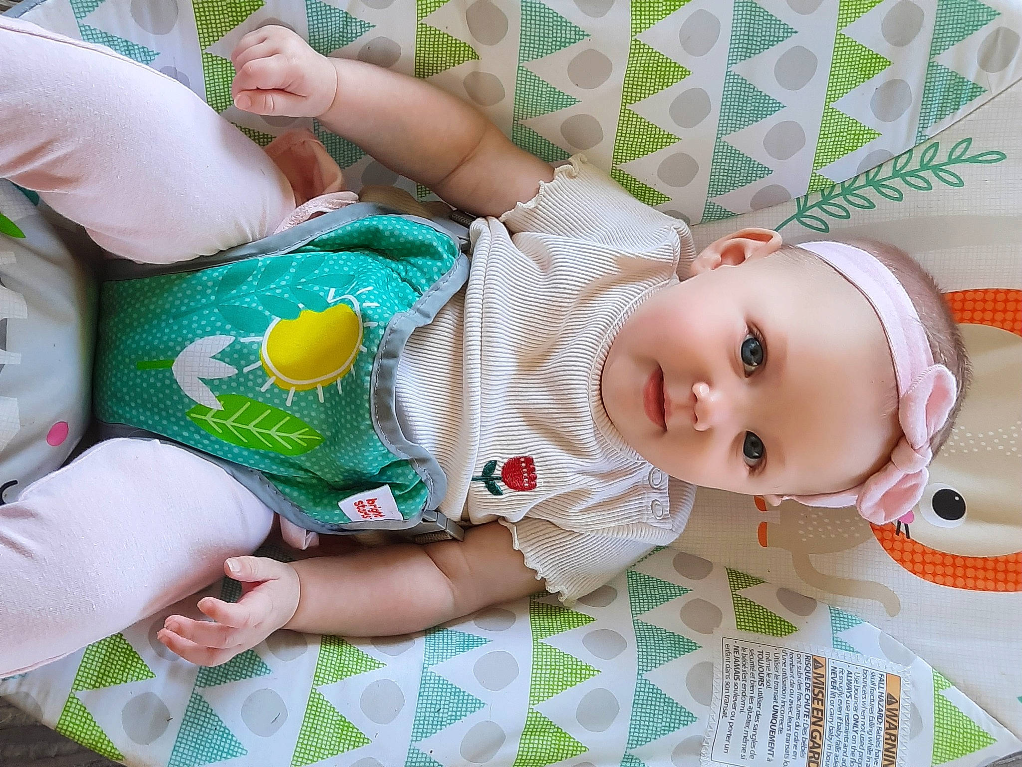Hazel joined the competition — help win amazing prizes! baby, baby_products, baby_safety, baby_toddler_clothing, cheek, child, comfort, foot, green, hand, head, linens, pattern, person, skin, sleeve, sock, textile, thigh, toddler
