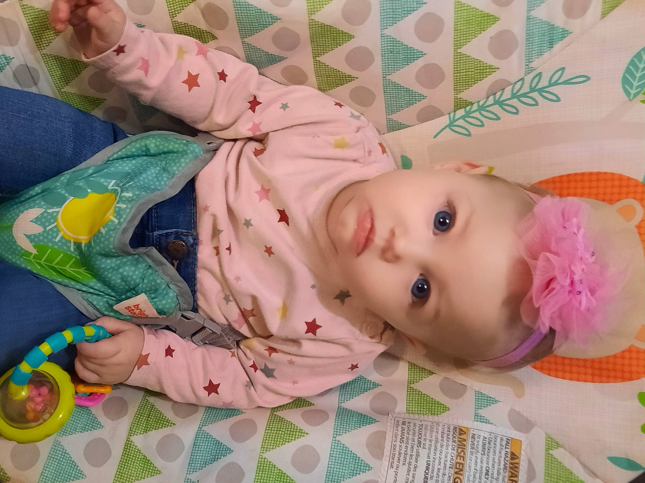 Hazel is registered to the contest to win money with this photo: baby, baby_products, baby_toddler_clothing, baby_toys, cheek, child, comfort, eyelash, linens, pattern, person, pink, room, skin, textile, toddler, toy