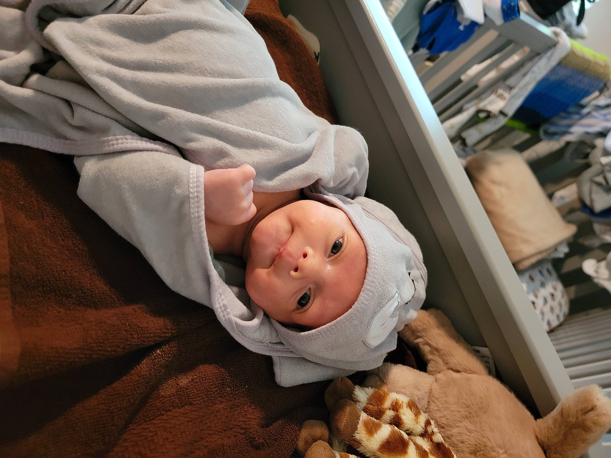 Liam joined the competition — help win amazing prizes! baby, baby_products, child, childbirth, comfort, comfort_food, event, hat, headwear, health_care, hospital, hospital_bed, linens, medical, medical_procedure, patient, person, room, service, smile
