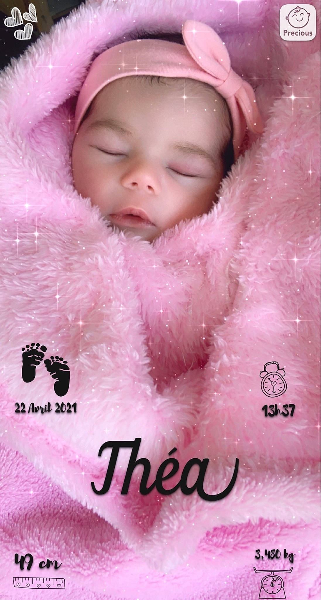 Théa participe au concours pour gagner de l'argent avec cette photo : baby, baby_toddler_clothing, cheek, child, event, fashion_accessory, flesh, font, fur, gesture, happy, headwear, linens, magenta, pattern, peach, person, photograph, pink, skin