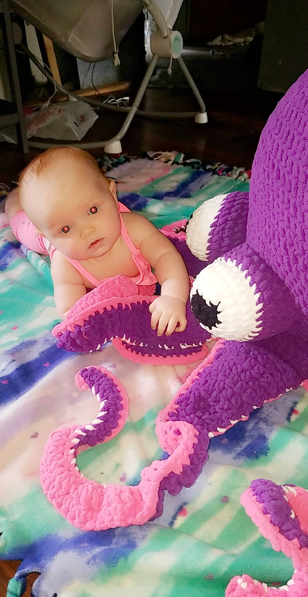 Peyton joined the competition — help win amazing prizes! art, baby, child, crochet, knitting, person, pink, play, product, purple, toddler