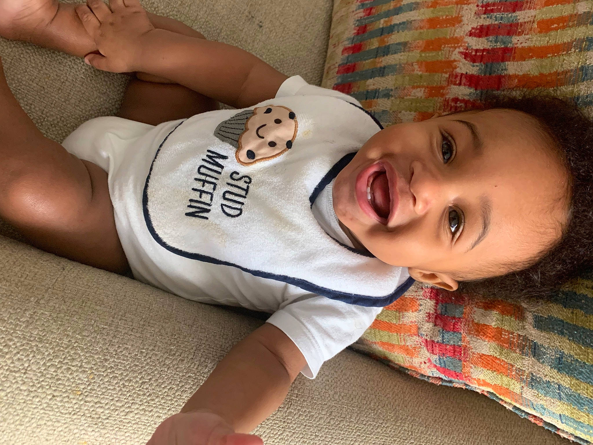 Jayce is registered to the contest to win money with this photo: baby, baby_toddler_clothing, cheek, chest, child, comfort, elbow, eye, finger, happy, knee, mouth, nose, person, skin, sleeve, smile, stomach, thigh, toddler