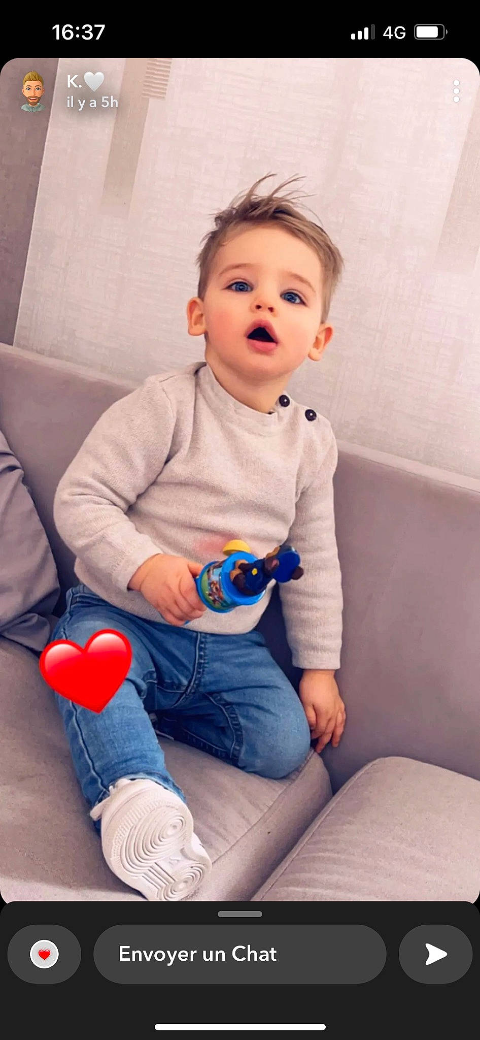 Camille a rejoint le concours — aidez-le/la à gagner de superbes lots ! arm, baby_toddler_clothing, cheek, child, clothing, comfort, denim, electric_blue, face, fun, happy, human_leg, jeans, knee, organ, person, skin, sleeve, surprise, t_shirt