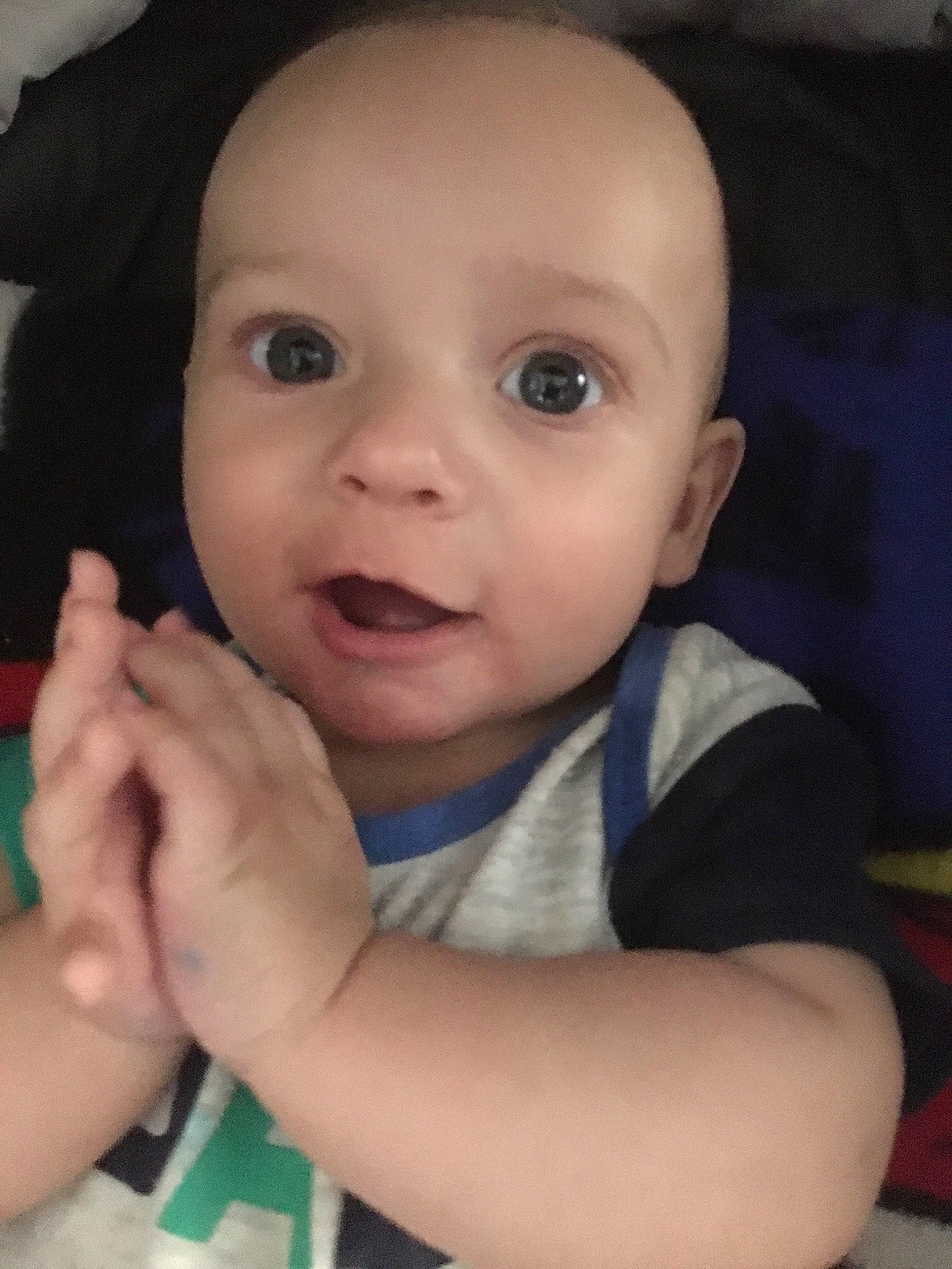 Jaiden joined the competition — help win amazing prizes! arm, baby, baby_toddler_clothing, cheek, chin, comfort, ear, eye, eyebrow, facial_expression, gesture, hairstyle, hand, iris, lip, mouth, nose, person, skin, sleeve