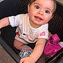 Ylona participe au concours pour gagner de l'argent avec cette photo : baby, child, laundry_basket, floor, toy, pink_shoes, white_shirt, overalls, smiling, reaching_hand, indoor, curly_hair, cute, playful, skin, person, closeup, flooring, plastic, happy