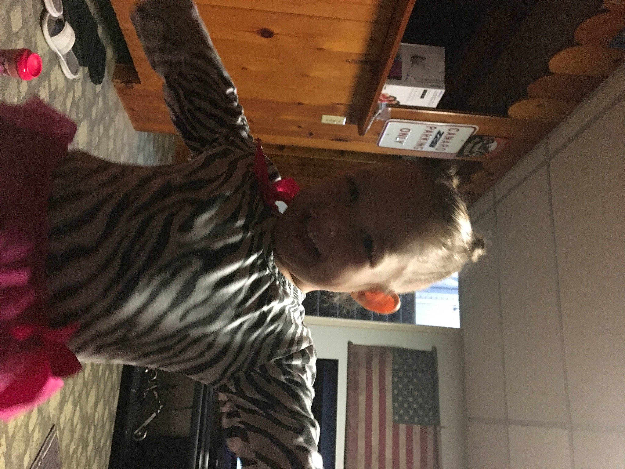 Renesmee joined the competition — help win amazing prizes! beam, ceiling, event, fun, fur, hardwood, joy, person, room, tree, window, wood