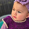 Jiya joined the competition — help win amazing prizes! adorable, baby, candid, child, closeup, cute, expression, face, fashion, flower, gaze, headband, infant, knitted, outdoor, portrait, purple_clothing, soft_lighting, warm_colors, young_child