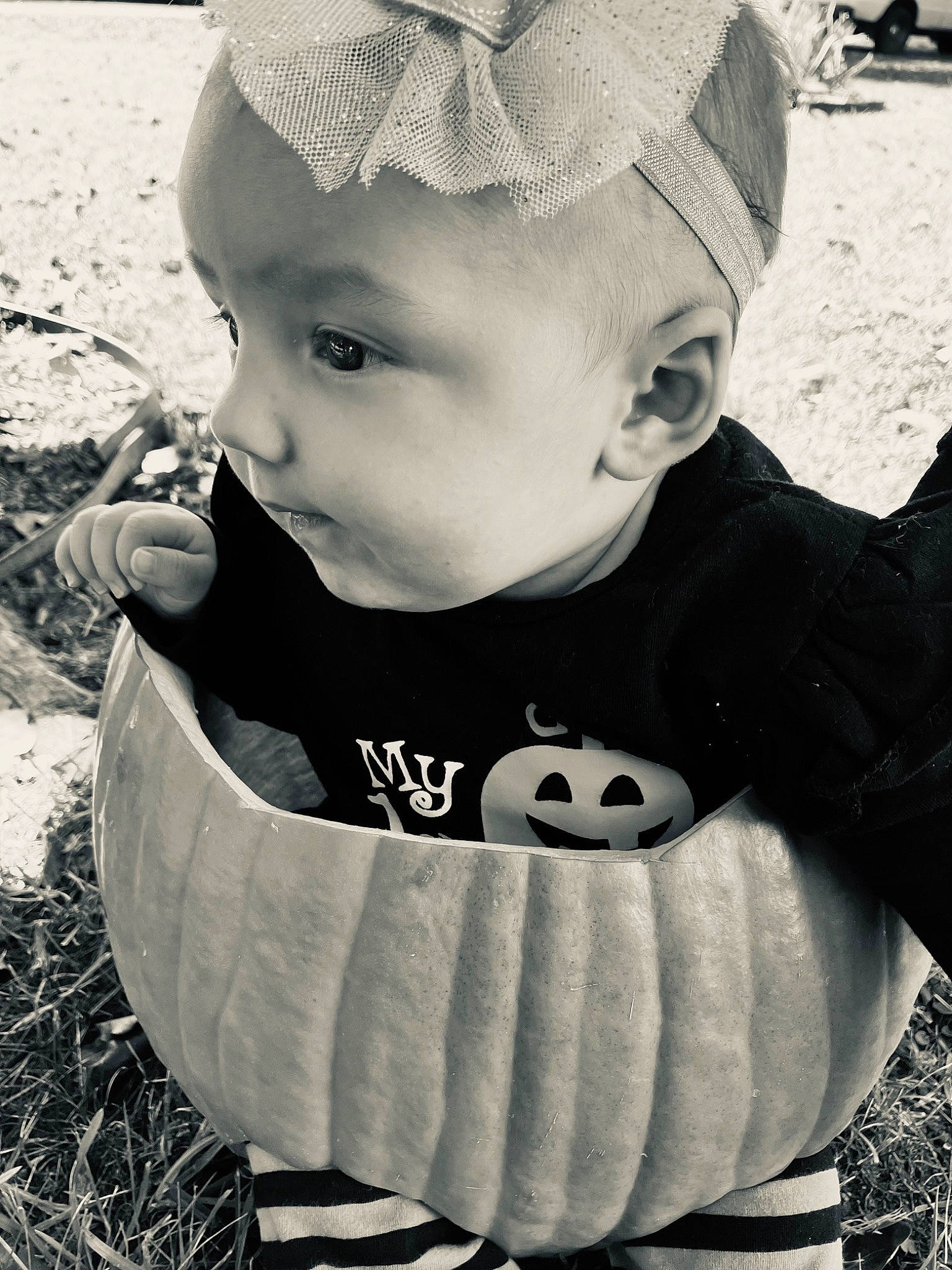 Kalista joined the competition — help win amazing prizes! baby, baby_toddler_clothing, black, black_and_white, cool, eye, grass, hairstyle, happy, head, headgear, lip, person, photograph, skin, sleeve, smile, standing, style, toddler
