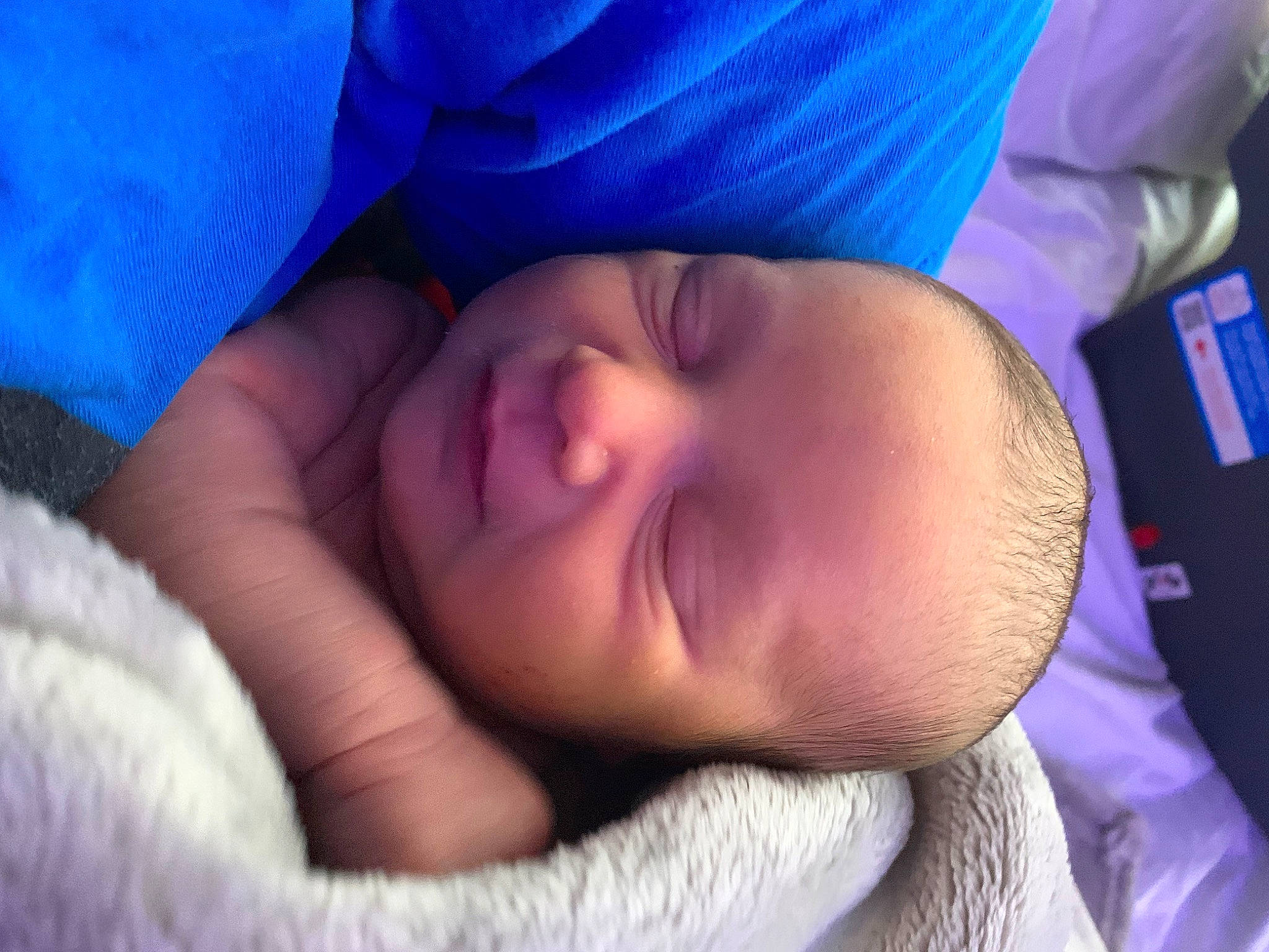 Abriella joined the competition — help win amazing prizes! baby, beauty, blue, cheek, child, comfort, eye, face, finger, head, human, iris, lip, mouth, nose, person, purple, skin, smile, textile