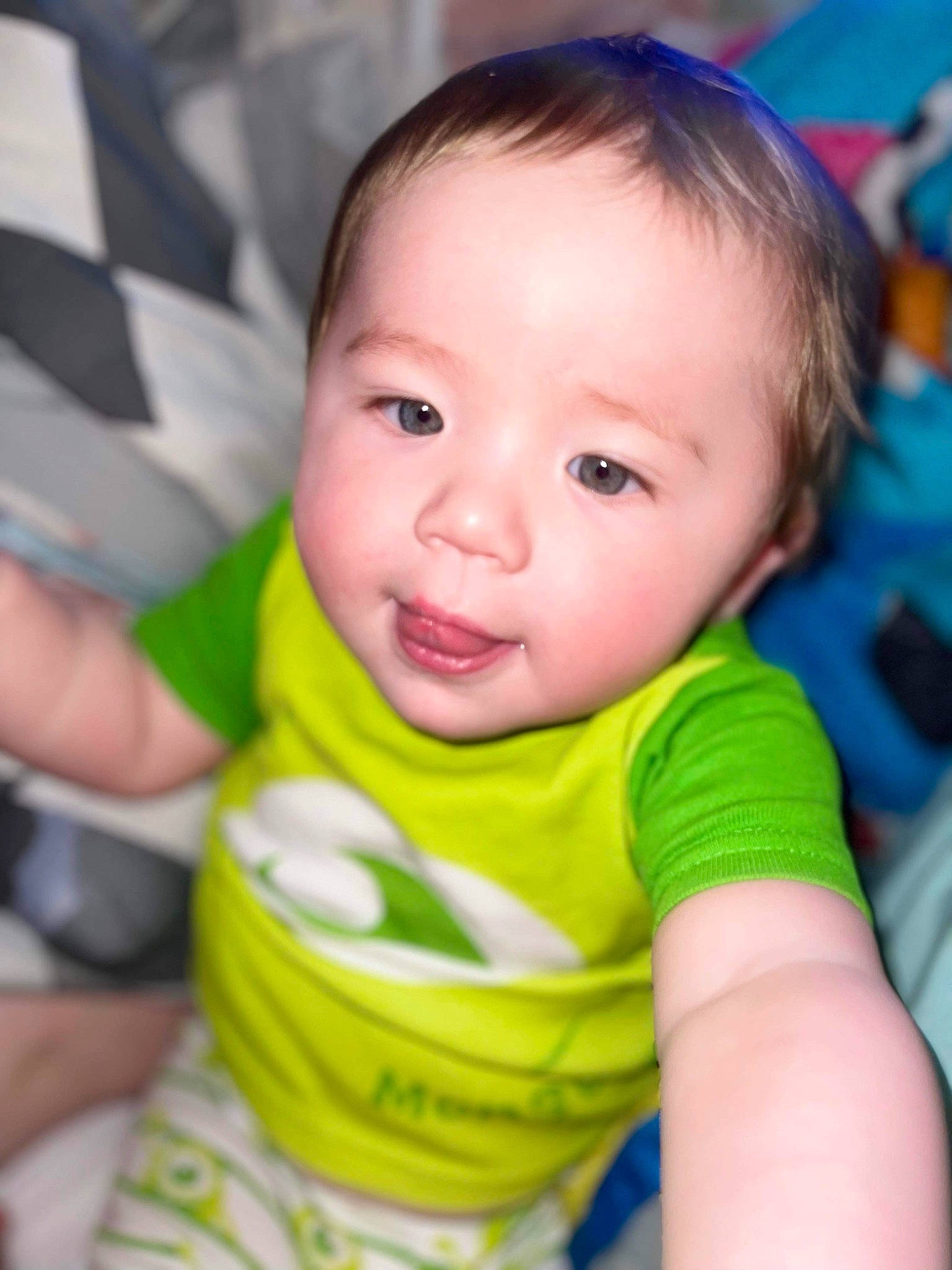 Abel joined the competition — help win amazing prizes! baby, baby_toddler_clothing, blue, cheek, child, chin, eye, eyebrow, eyelash, face, finger, fun, happy, iris, mouth, nose, person, skin, sleeve, smile