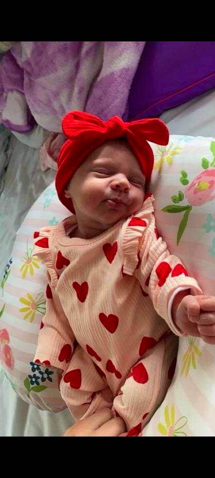 Natalie joined the competition — help win amazing prizes! baby, baby_toddler_clothing, carmine, child, comfort, flesh, happy, head, headwear, linens, magenta, pattern, peach, person, petal, pink, red, skin, sleeve, smile