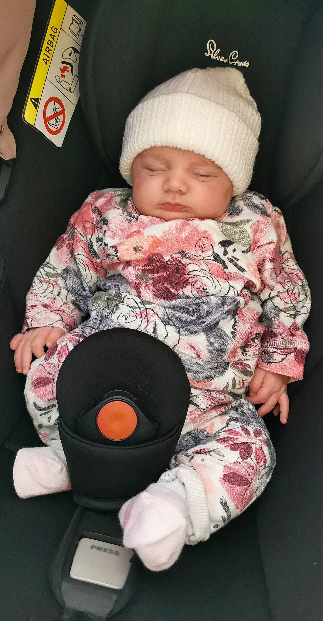 Jessie joined the competition — help win amazing prizes! baby, beanie, bonnet, cap, car_seat, child, headgear, headwear, knit_cap, person, toddler, wool