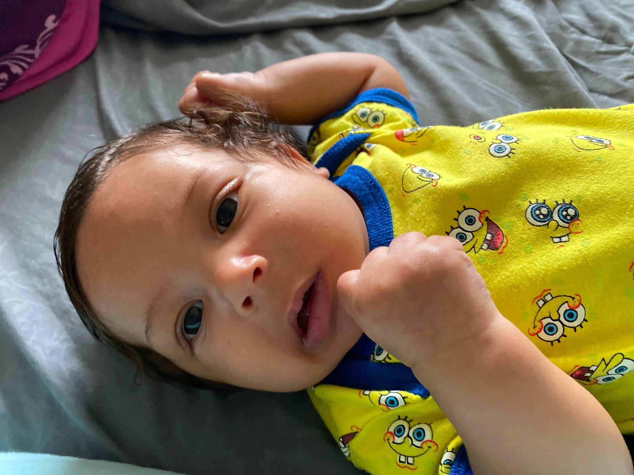 Tobias is registered to the contest to win money with this photo: baby, child, nose, person, toddler, yellow