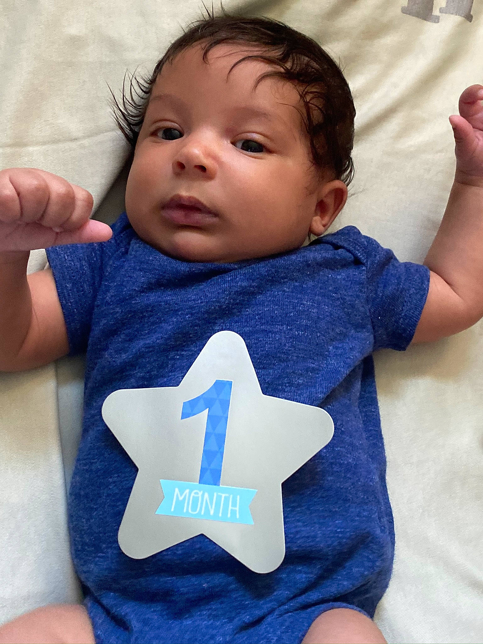 Tobias joined the competition — help win amazing prizes! arm, baby, baby_products, baby_toddler_clothing, blue, cheek, child, finger, hand, head, neck, person, product, skin, sleeve, t_shirt, textile, toddler