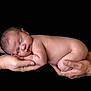 newborn, baby, sleeping, hands, tattoos, skin, infant, portrait, black_background, peaceful, closeup, naked, cute, human, parent, care, love, resting, soft, tiny