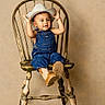 Dylan is registered to the contest to win money with this photo: child, toddler, baby, cowboy_hat, denim_overalls, boots, chair, vintage, portrait, sitting, smiling, indoors, studio, wooden_furniture, fashion, hat, baby_shoes, rustic, full_body, photography