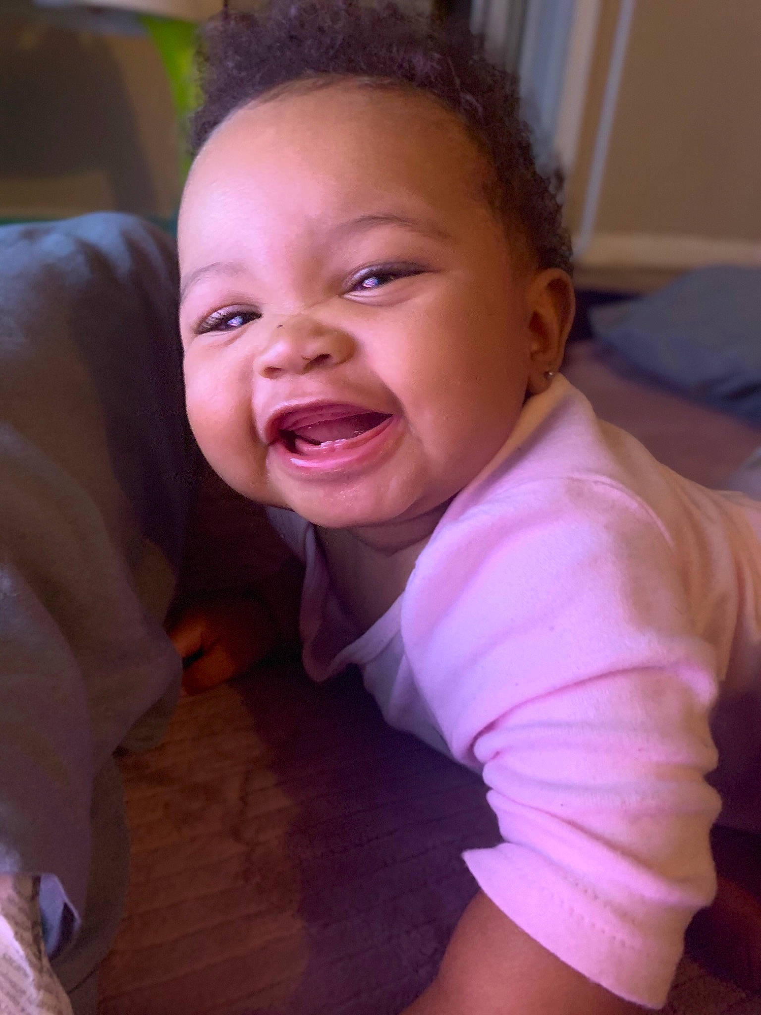 Phoenix joined the competition — help win amazing prizes! baby_toddler_clothing, cheek, comfort, ear, finger, gesture, happy, human_body, iris, jaw, lip, mouth, nose, person, pink, skin, sleeve, smile, t_shirt, toddler