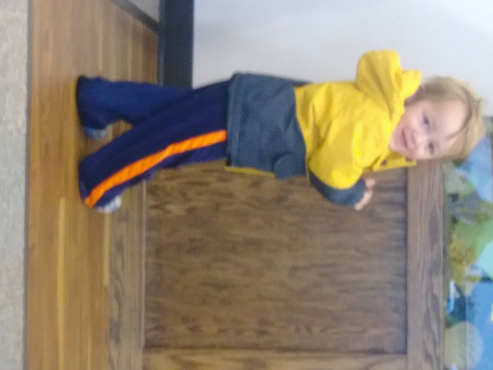 Caleb joined the competition — help win amazing prizes! baby, baby_products, baby_toddler_clothing, baby_toys, child, comfort, denim, electric_blue, flooring, fun, hardwood, joy, linens, person, play, room, sitting, sleeve, smile, sportswear