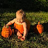 Caysen Journey joined the competition — help win amazing prizes! baby, child, infant, pumpkin, halloween, autumn, outdoor, grass, nature, sunlight, golden_hour, smiling, sitting, portrait, carved_pumpkin, fall, seasonal, costume, family_photo, playful