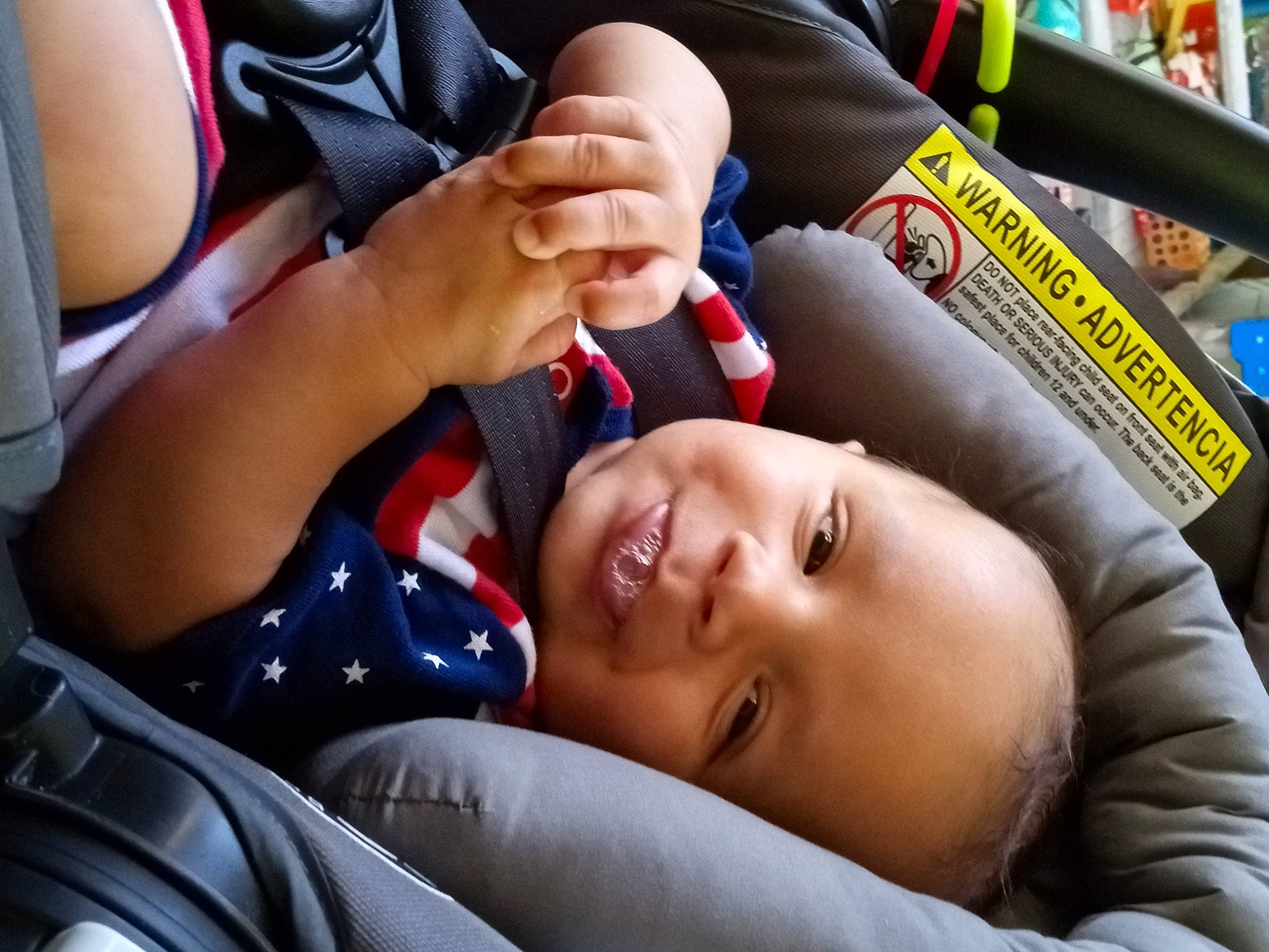 Darrell joined the competition — help win amazing prizes! baby, baby_products, car_seat, child, comfort, elbow, fun, gesture, happy, joy, laugh, leisure, mouth, nail, nose, person, sitting, skin, smile, toddler
