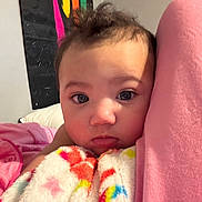 Nova Rose joined the competition — help win amazing prizes! baby, child, blanket, pillow, bedroom, colorful, face, head, hair, indoor, person, resting, sleepy, soft, toddler, warm, young, cute, cozy, portrait