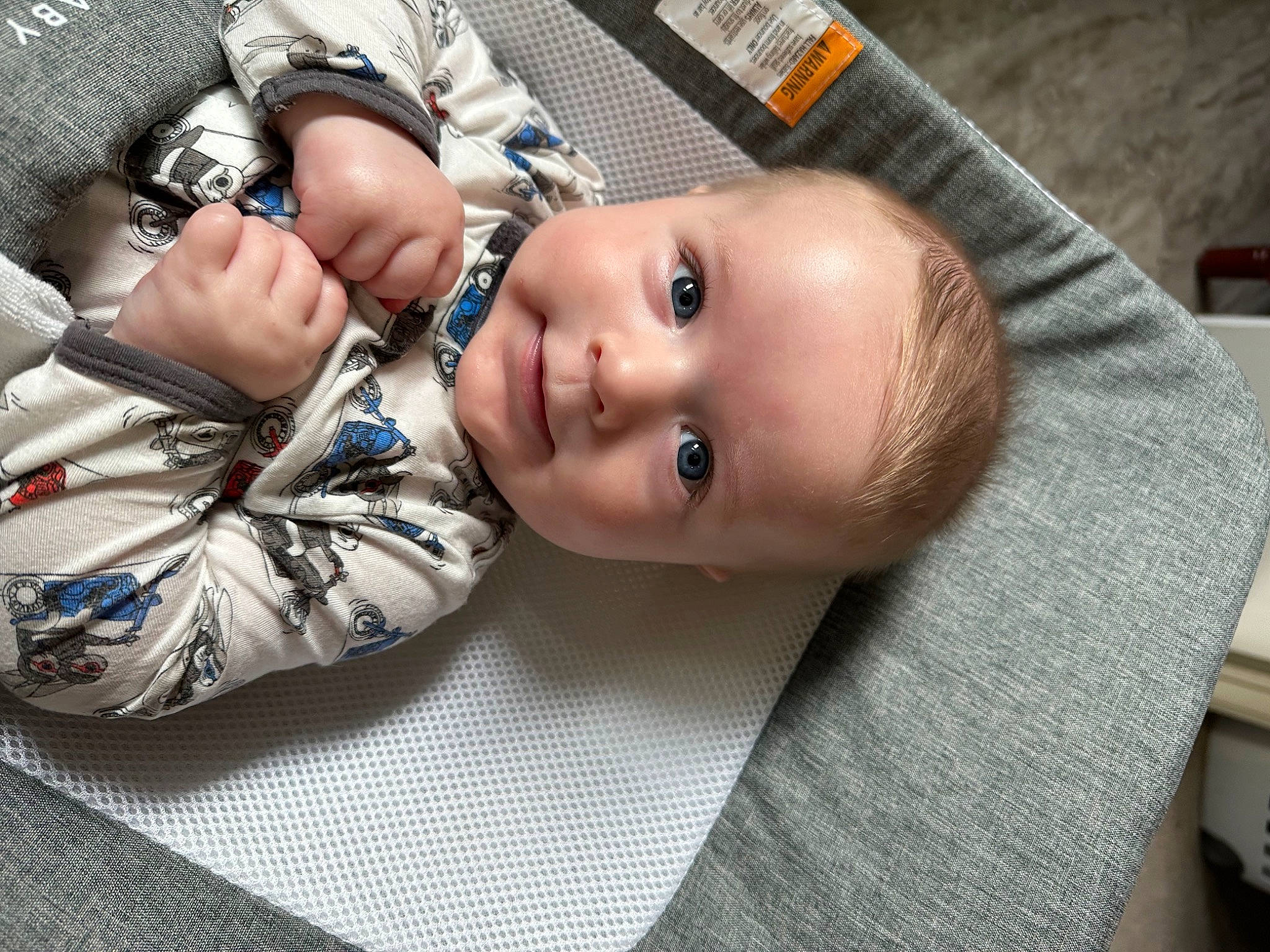 Colter joined the competition — help win amazing prizes! baby, baby_products, baby_toddler_clothing, cheek, child, comfort, eye, fun, happy, head, human_body, iris, linens, lip, nose, person, sitting, skin, smile, toddler