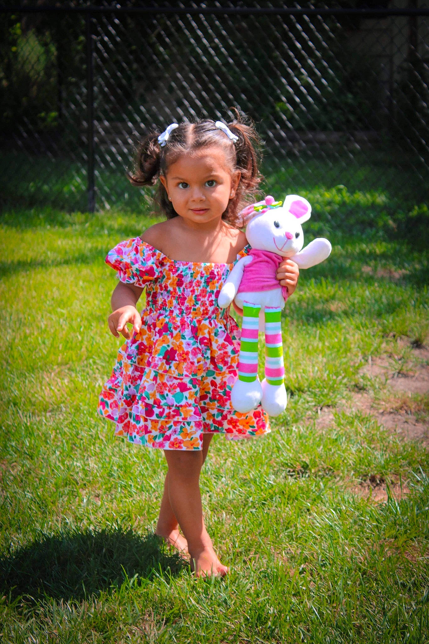 Makayla joined the competition — help win amazing prizes! baby_toddler_clothing, botany, child, day_dress, dress, fawn, fun, grass, happy, lawn, leaf, leisure, magenta, one_piece_garment, people_in_nature, person, pink, plant, toddler, toy