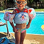 child, pool, swimwear, floaties, goggles, water, summer, outdoor, happy, smiling, safety, playful, sunlight, fun, vacation, kid, swimming, toy, colorful, backyard