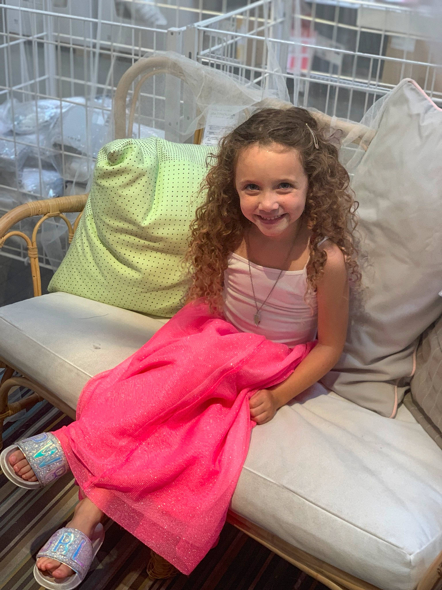 Marleigh joined the competition — help win amazing prizes! child, daughter, dress, fun, furniture, joy, party, people, person, pink, sitting, textile, toddler, vacation