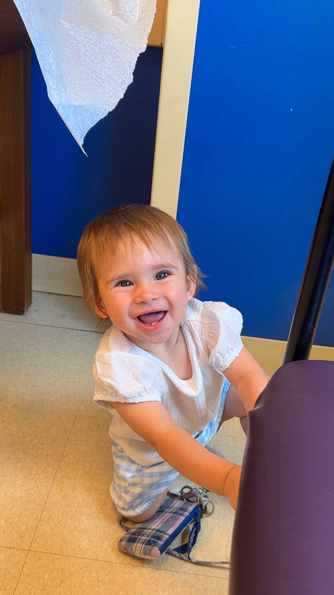 Brinley joined the competition — help win amazing prizes! baby, child, electric_blue, flooring, fun, hairstyle, happy, human_body, joy, leisure, person, play, room, sitting, skin, smile, standing, t_shirt, toddler, vacation