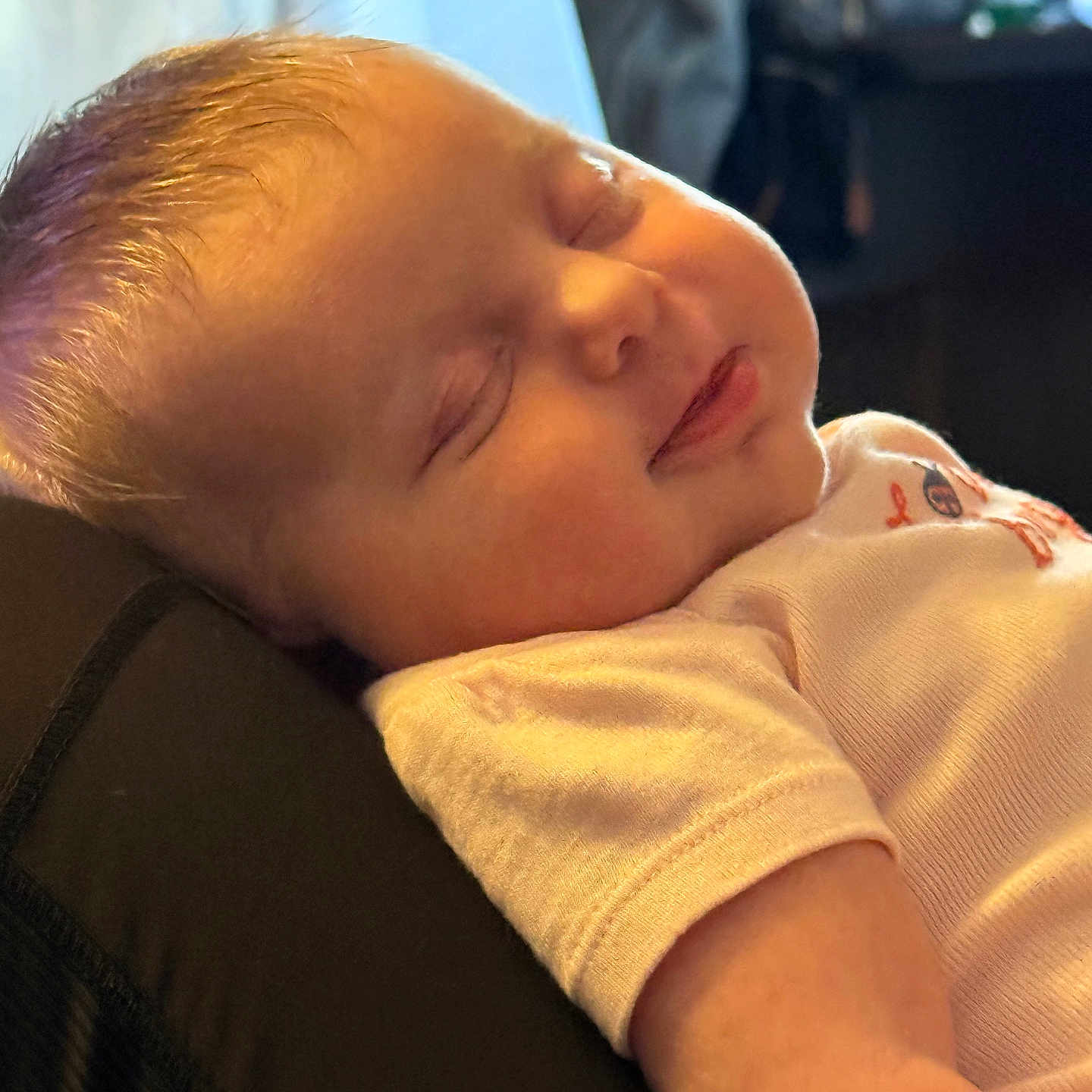 Olivia joined the competition — help win amazing prizes! arm, baby, child, closeup, clothing, cute, face, head, human, indoors, infant, onesie, peaceful, portrait, relaxation, resting, skin, sleeping, soft_light, young