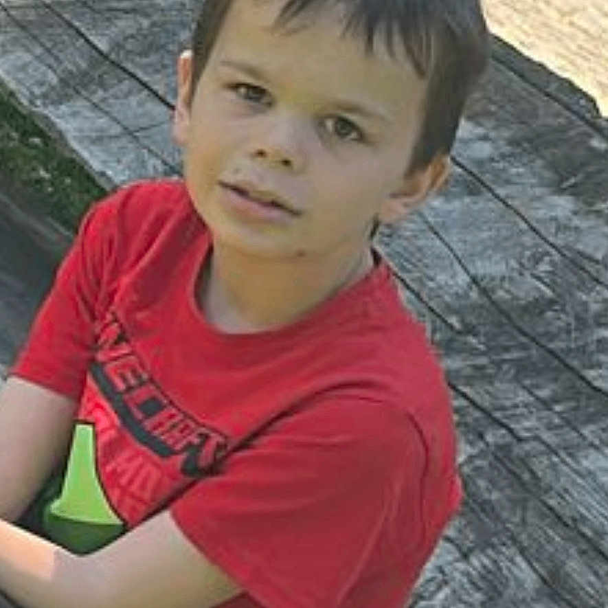 Daris participe au concours pour gagner de l'argent avec cette photo : boy, casual, child, curious, daylight, expression, face, greenery, nature, outdoor, park, person, portrait, red_tshirt, relaxed, short_hair, sitting, sunlight, wooden_surface, young