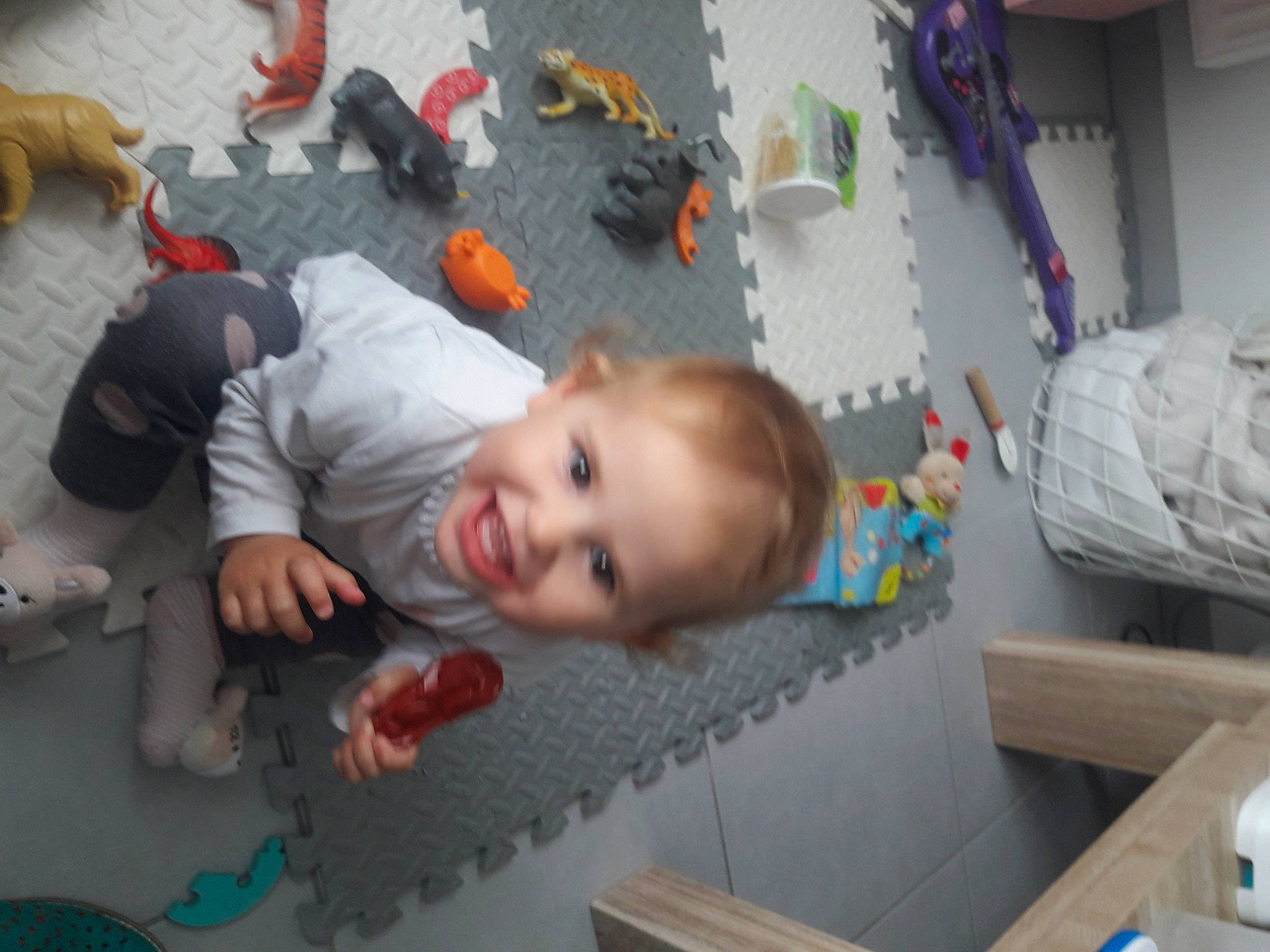 Judith participe au concours pour gagner de l'argent avec cette photo : baby, baby_products, baby_safety, baby_toddler_clothing, baby_toys, child, comfort, floor, flooring, fun, hardwood, joy, leisure, person, play, room, sitting, smile, textile, toddler