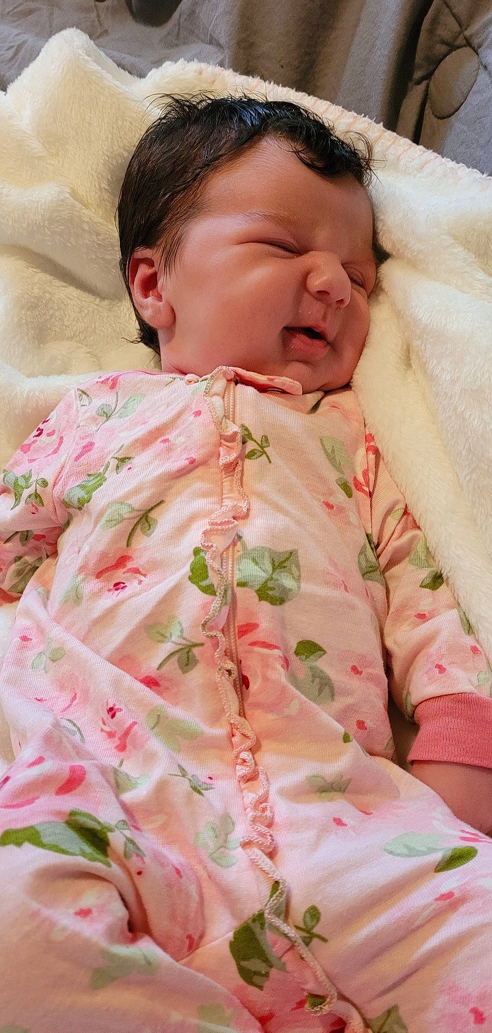 Ariella is registered to the contest to win money with this photo: baby, baby_sleeping, baby_toddler_clothing, bed, bed_sheet, bedding, child, comfort, eyelash, grass, head, linens, lip, pattern, peach, person, pink, skin, sleeve, textile