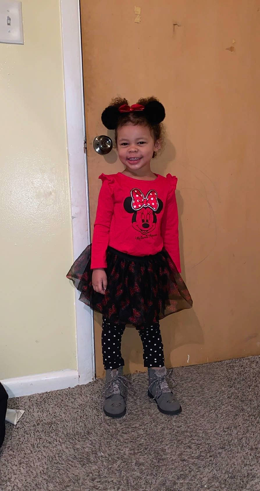 Arya is registered to the contest to win money with this photo: baby_toddler_clothing, boot, child_model, clothing, costume, costume_accessory, day_dress, embellishment, hair_accessory, headband, joy, magenta, one_piece_garment, pattern, person, pigtail, standing, tights