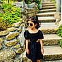 accessories, child, clothing, dress, face, female, girl, head, jar, path, person, photography, plant, planter, portrait, pottedplant, rock, sleeve, sunglasses, walkway