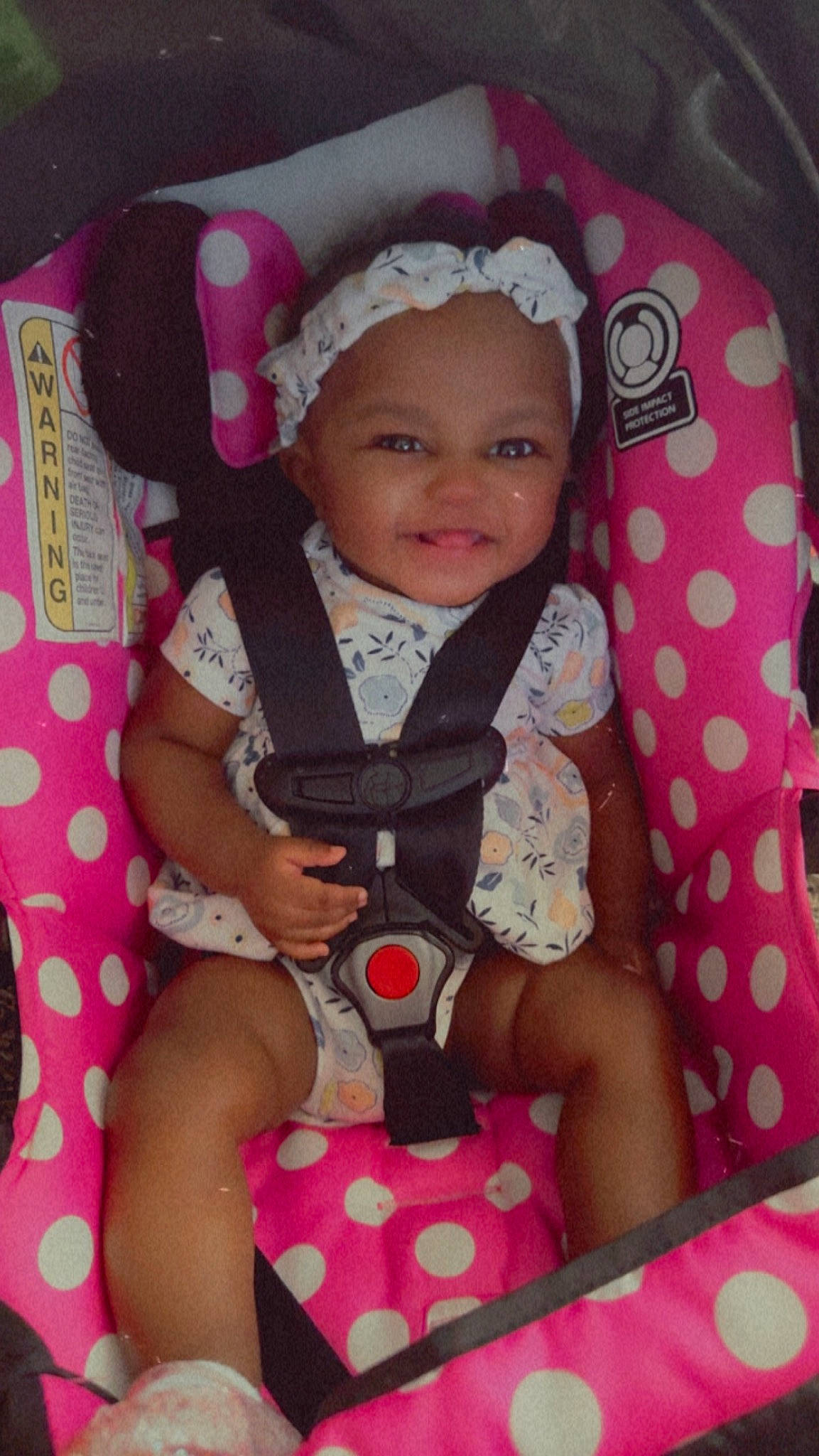 Kara joined the competition — help win amazing prizes! baby, baby_carriage, baby_toddler_clothing, beauty, cheek, child, comfort, finger, fun, happy, joy, pattern, person, pink, product, skin, sleeve, smile, snapshot, textile