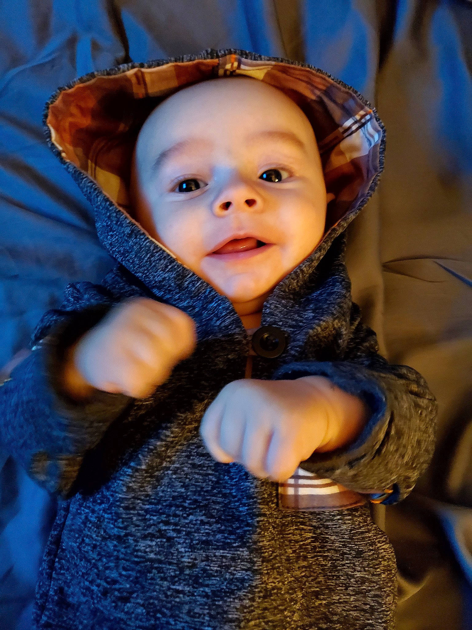 Conrad joined the competition — help win amazing prizes! baby, baby_toddler_clothing, cheek, child, electric_blue, eye, face, flash_photography, fun, gesture, grass, happy, head, iris, lip, pattern, person, sitting, skin, toddler