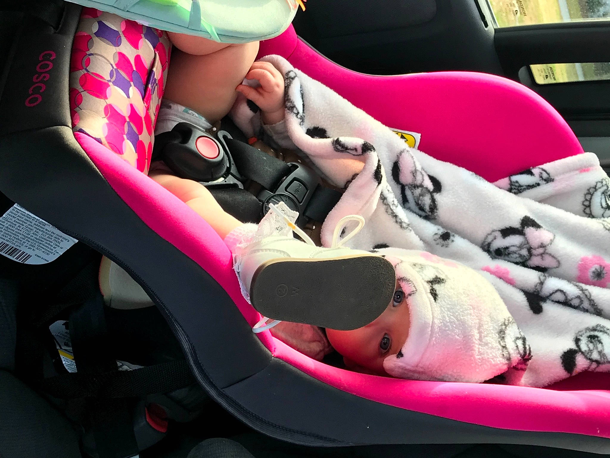 Addison joined the competition — help win amazing prizes! auto_part, automotive_design, baby, baby_carriage, baby_products, baby_toddler_clothing, car_seat, carmine, child, comfort, dress, hat, human_leg, lap, magenta, personal_protective_equipment, pink, service, thigh, toddler