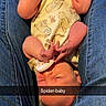Kylee is registered to the contest to win money with this photo: baby, denim, face, feet, funny, hands, indoor, infant, jeans, legs, newborn, onesie, pacifier, playful, portrait, sleeping, spider_baby, text_overlay, upside_down, winnie_the_pooh