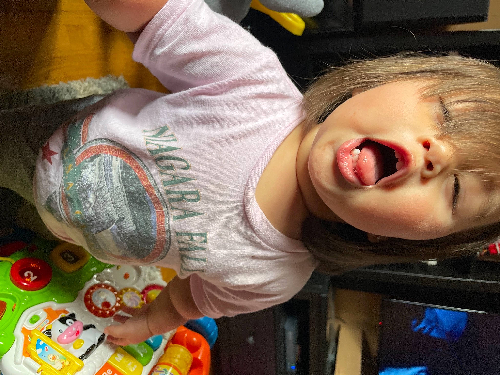 Allyson joined the competition — help win amazing prizes! audio_equipment, baby, baby_toddler_clothing, cheek, child, ear, eyelash, finger, fun, happy, mouth, nail, neck, nose, person, skin, sleeve, smile, t_shirt, toddler
