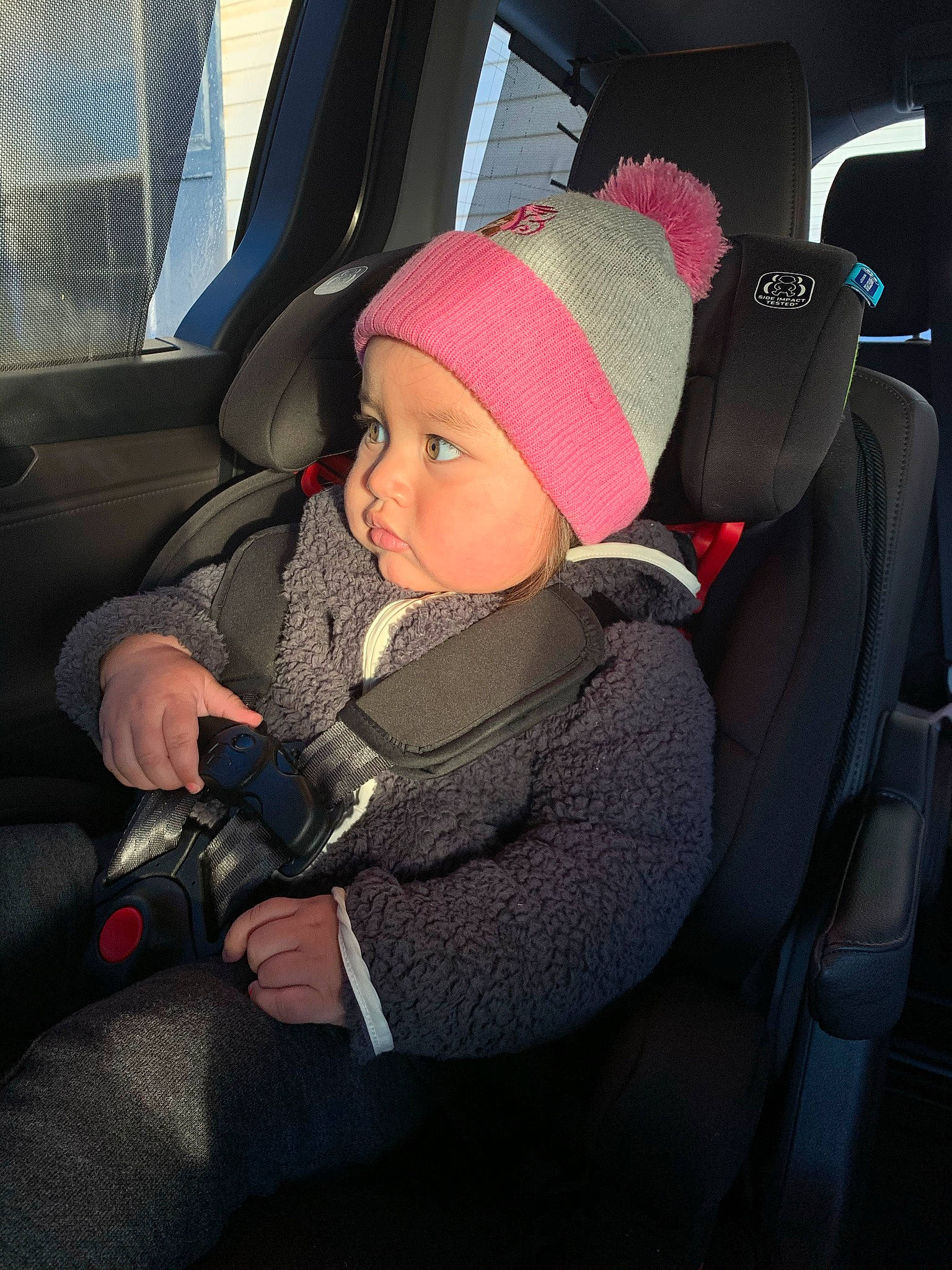 Allyson joined the competition — help win amazing prizes! auto_part, automotive_design, automotive_exterior, baby, car, car_seat, car_seat_cover, child, comfort, family_car, head_restraint, headwear, luxury_vehicle, motor_vehicle, passenger, person, seat_belt, steering_part, steering_wheel, toddler