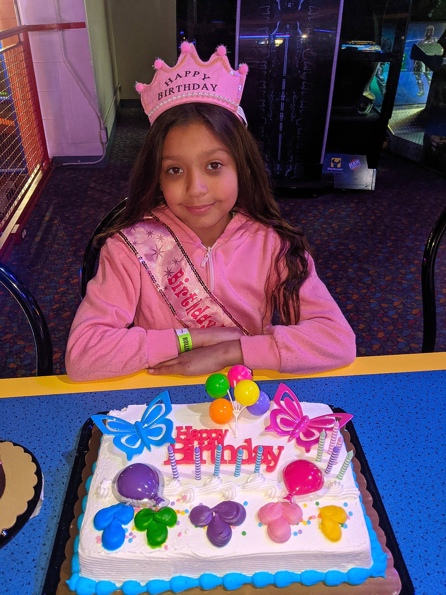 Janelle joined the competition — help win amazing prizes! birthday, birthday_cake, cake, cake_decorating, cake_decorating_supply, chair, event, food, fun, joy, leisure, lighting, party_supply, person, plate, purple, smile, sugar_cake, sweetness, table