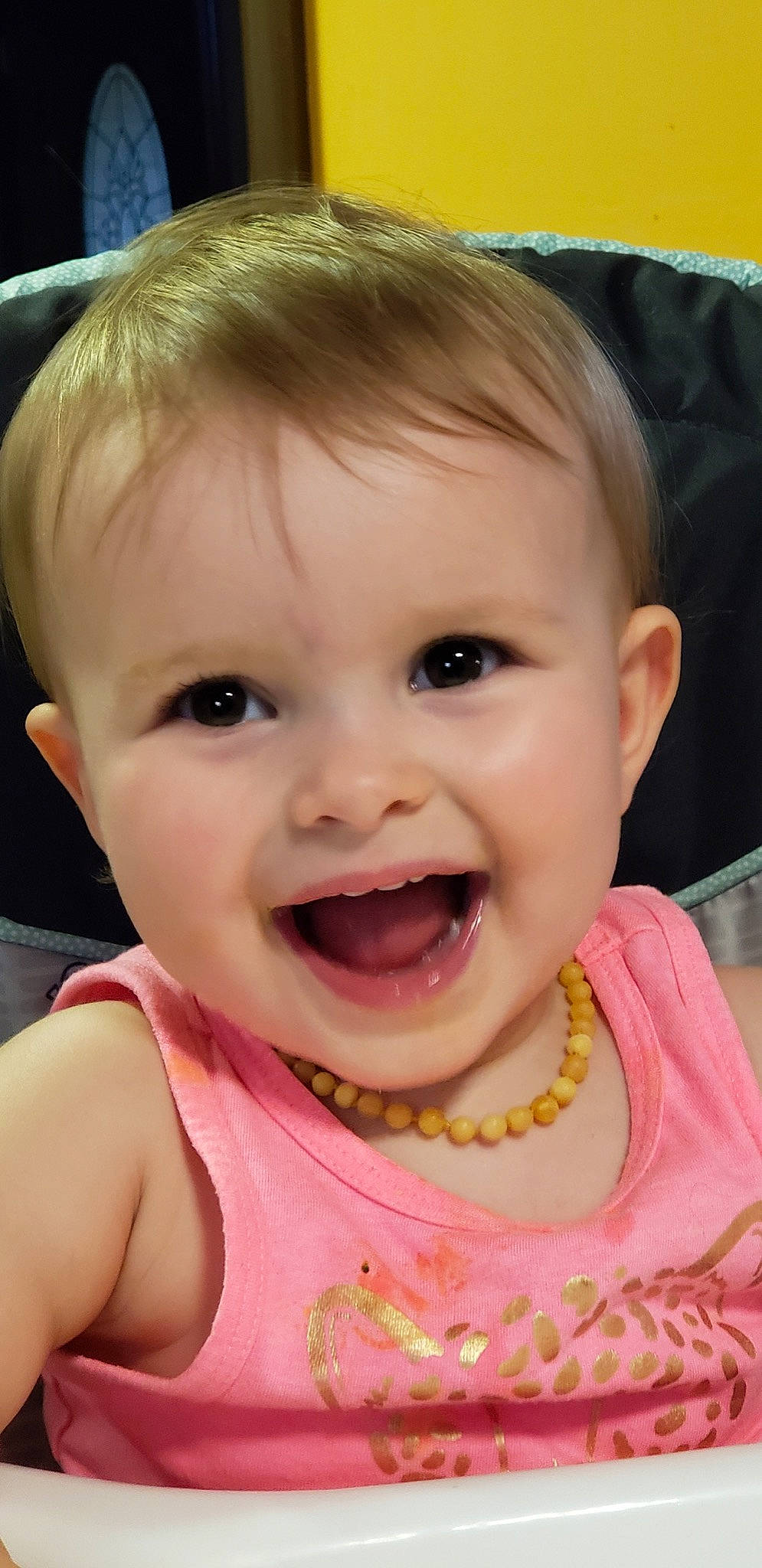 Carlee is registered to the contest to win money with this photo: baby, baby_making_funny_faces, cheek, child, chin, close_up, eyebrow, face, facial_expression, forehead, hair, head, joy, lip, mouth, nose, organ, person, skin, smile